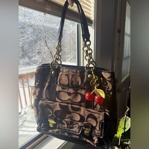 Y2K Coach Tote Bag with Gold Accents